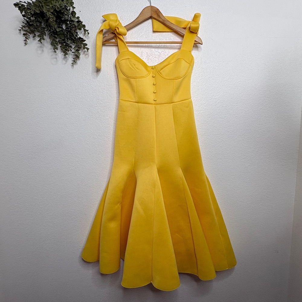 ASOS Yellow Midi Dress with Tie Straps - Picture 2 of 13